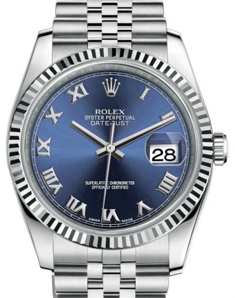 rolex datejust 36 blue dial roman numerals